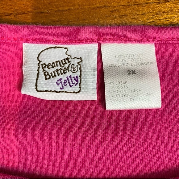 Peanut Butter & Jelly Womans plus 2X Pink 3/4 Sleeve BLACK CAT Tee Shirt Cotton - Picture 6 of 6